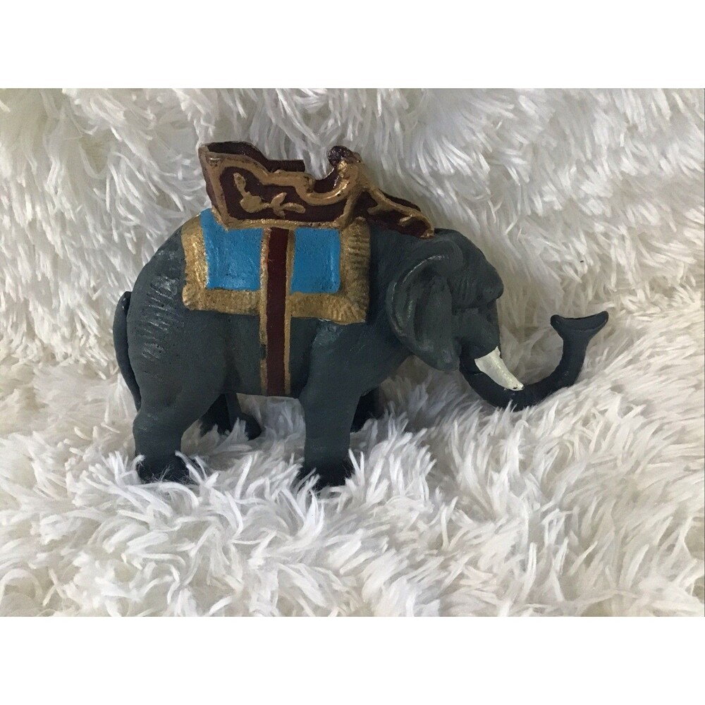 Vintage Cast Iron Circus Elephant Mechanical Coin Bank Working Toy Collectible